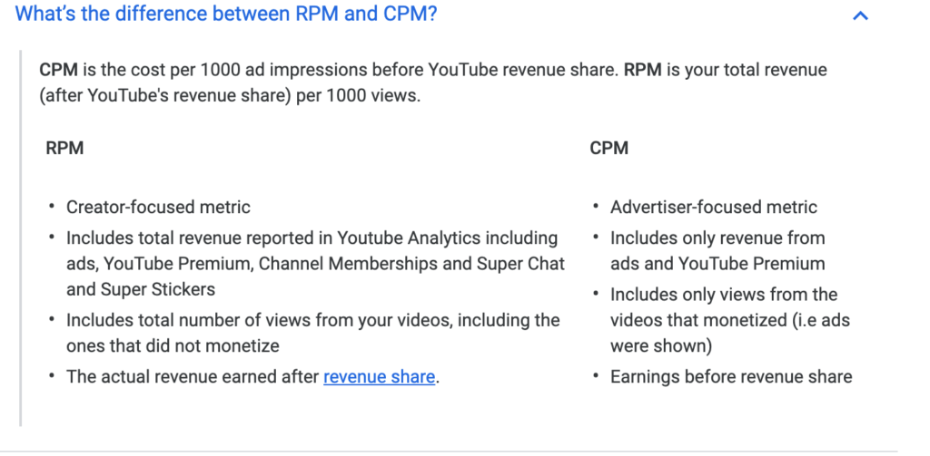 s New Earnings Metrics RPM and CPM